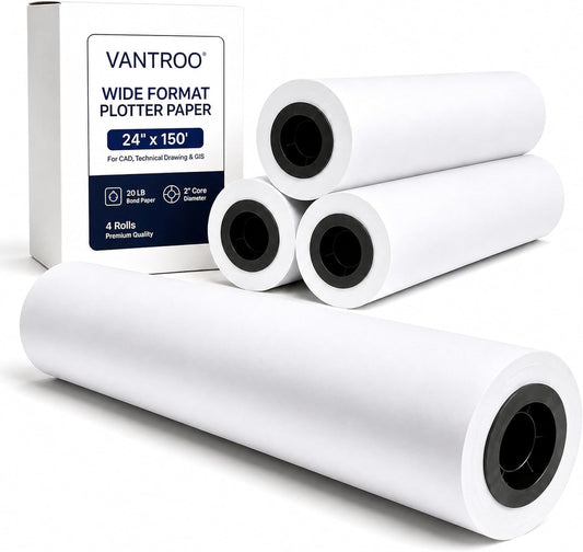 VANTROO wide-format plotter paper rolls with retail box