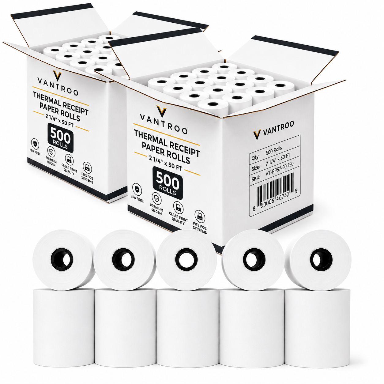 2 1/4 thermal receipt paper rolls vantroo debit card machine paper for receipts thermal printers non ink 57mm premium quality printer paper 