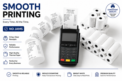 Premium POS Receipt Paper Rolls for Retail Checkout and Mobile Payment Terminals
Universal Thermal Receipt Paper Rolls for Credit Card Machines and Receipt Printers
High-Quality BPA-Free Thermal Receipt Paper for Commercial Business Printing
VANTROO Premium Receipt Paper Rolls for Fast, Reliable Thermal Printing
2-1/4 x 50 ft Thermal Receipt Paper Rolls for Restaurants, Retail and Hospitality Businesses