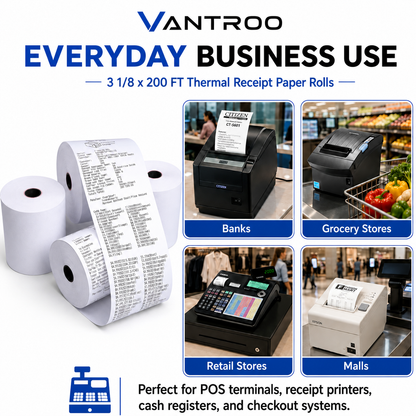 thermal paper rolls 3 1/8 x 200 feet for epson clover square star tsp100iii rouleau papier thermique 3 1/8 200 pieds for Canadian POS systems