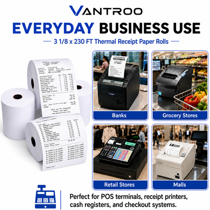Commercial thermal paper rolls for retail POS printers and cash registers