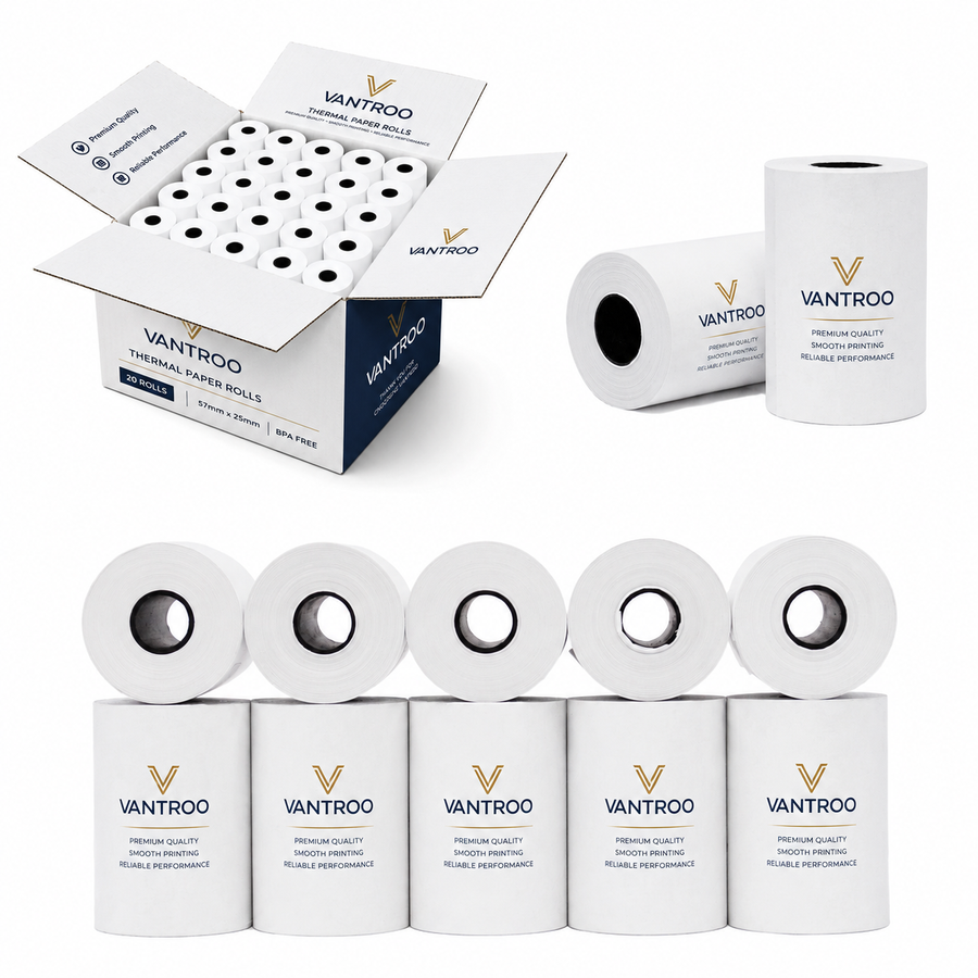 2-1/4" x 70' Thermal Paper Credit Card Receipt Rolls – 50 Rolls | BPA FREE | VANTROO