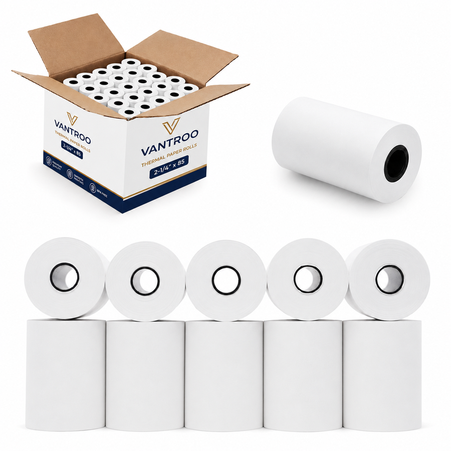 2-1/4" x 85' Thermal Credit Card Receipt Rolls – 50 Rolls | BPA FREE | VANTROO