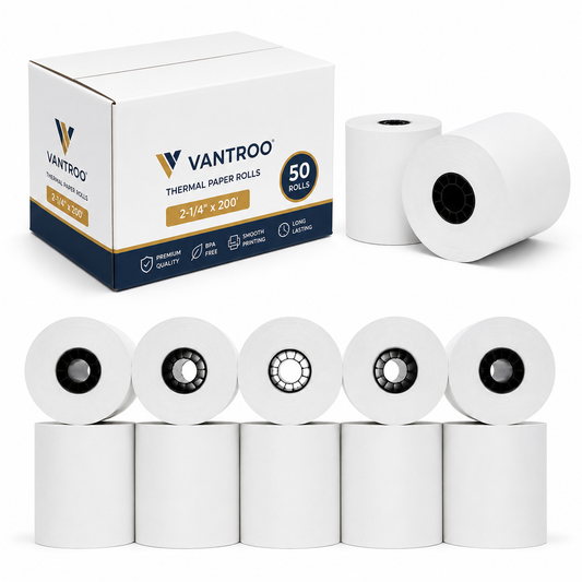 2-1/4" x 150' Thermal Paper Credit Card Receipt Rolls – 50 Rolls | BPA FREE | VANTROO