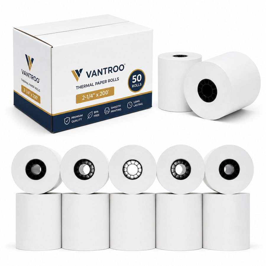2-1/4" x 150' Thermal Paper Credit Card Receipt Rolls – 50 Rolls | BPA FREE | VANTROO