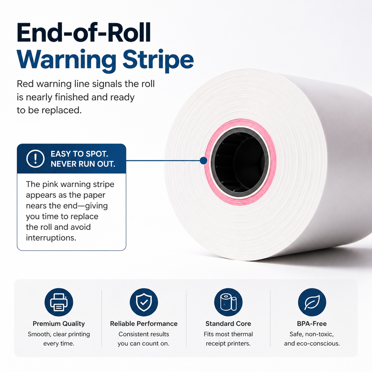 2-1/4" x 50' Thermal Credit Card Receipt Rolls – 5 Rolls | 48 GSM | BPA FREE | VANTROO
