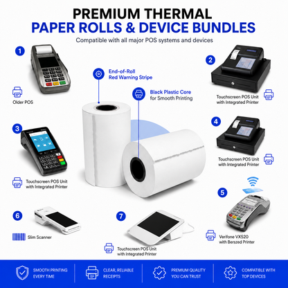 2-1/4" x 50' Thermal Receipt Paper Rolls | 50 Pack | BPA Free | VANTROO