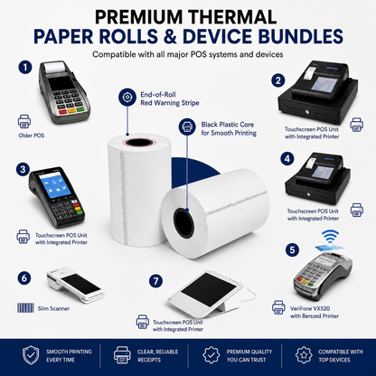 Thermal receipt paper rolls for Square, Clover, Epson and Star POS printers