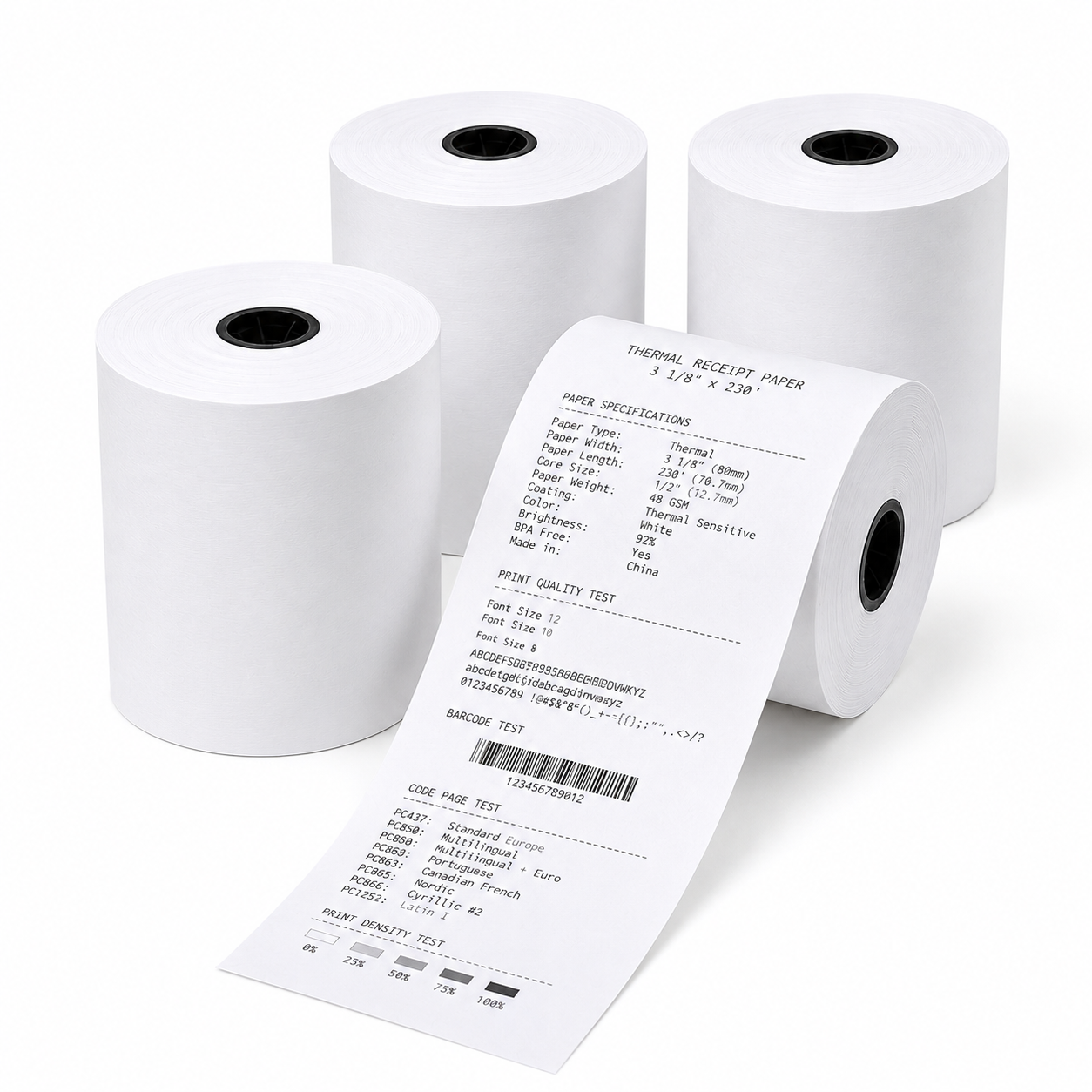 3 1/8" x 230' BPA Free Thermal Receipt Paper Rolls - 50 Rolls Case for POS Cash Registers Rolls