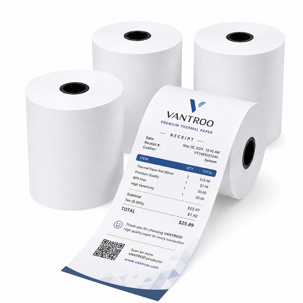 Custom printed receipt roll artwork example
